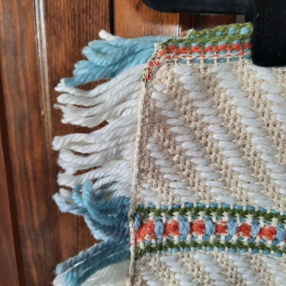 Vintage Southwestern Boho Woven Knit Fringe Striped Dinner Placemats Set Of 4